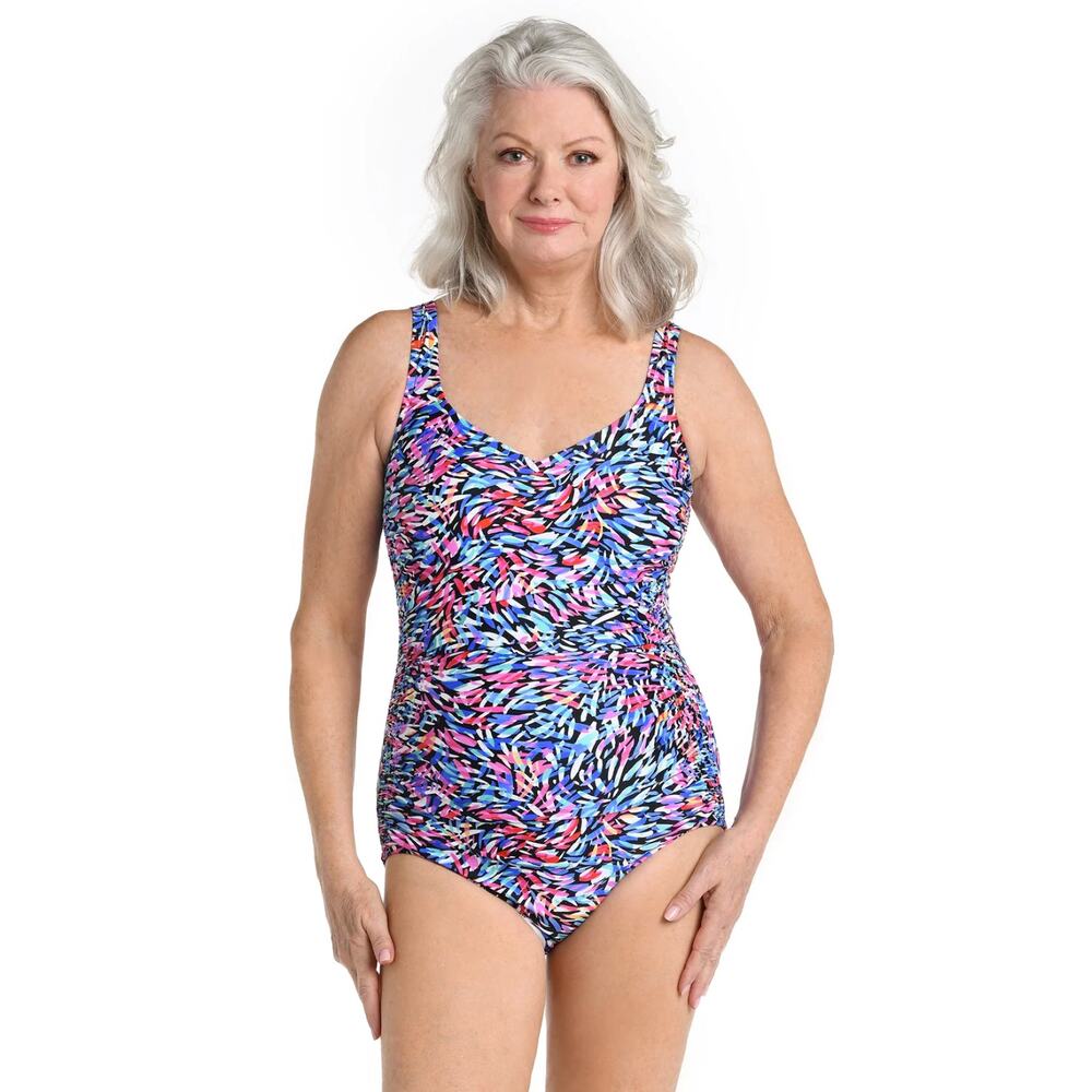 NWT Maxine of Hollywood Tummy Control One Piece Swimsuit Multicolor Size 12